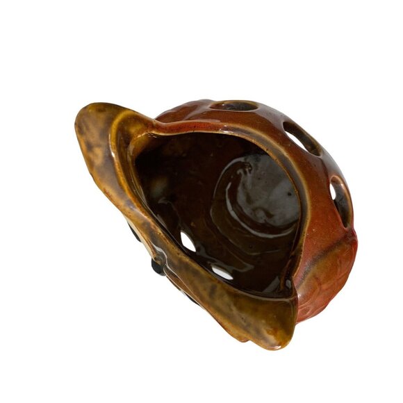 Ceramic Owl Candle Holder Brown Glazed 7" Tall Home Decor - Picture 3 of 4